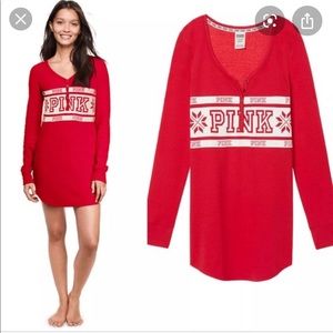 PINK Red Long Sleeve Sleep Shirt